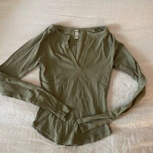 Free People Sage Long Sleeve Ribbed Top